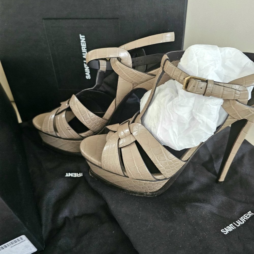 Saint laurent croc embossed tribute Sandals. Size 41 - Picture 4 of 5